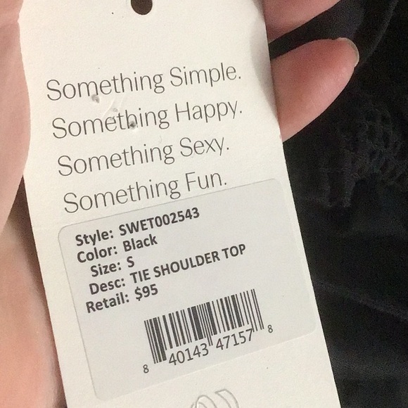 NWT Something Navy Tie Shoulder Top in Black Size Small - Picture 11 of 12